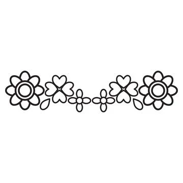 Flower petals and leaf border ornament Stock Illustration