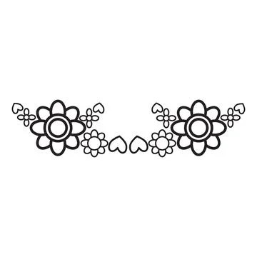 Flower petals and leaf border ornament Stock Illustration