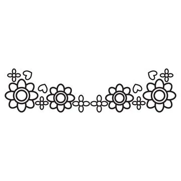 Flower petals and leaf border ornament Stock Illustration