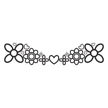 Flower petals and leaf border ornament Stock Illustration