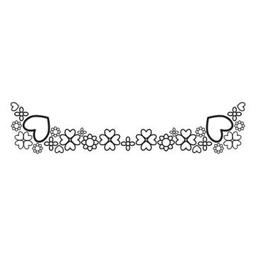 Flower petals and leaf border ornament Stock Illustration