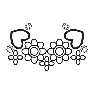 Flower petals and leaf border ornament Illustrazione stock