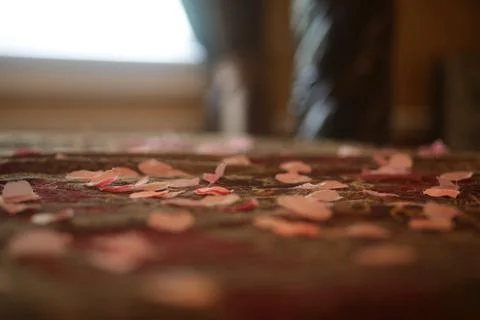 Flower Petals on a Bed, Romantic Stock Photos