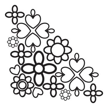 Flower petals border corner design Stock Illustration