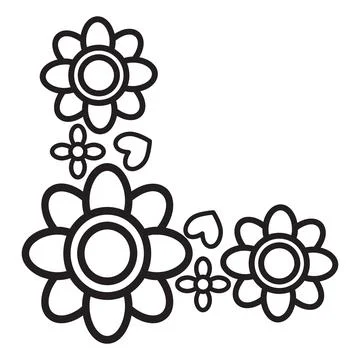 Flower petals border corner design Illustrazione stock