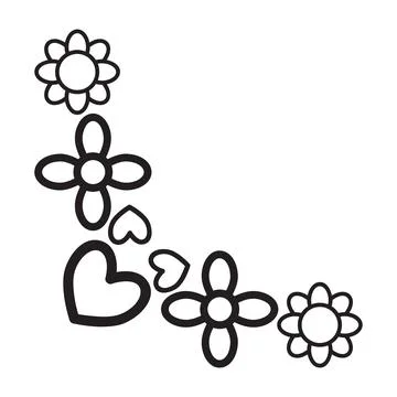 Flower petals border corner design Stock Illustration