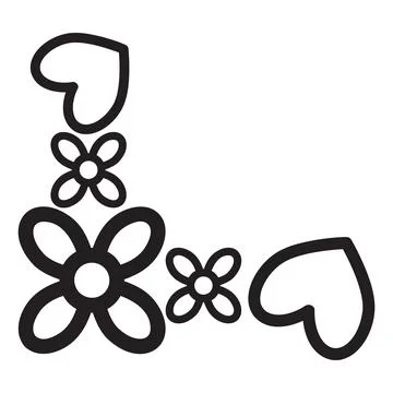 Flower petals border corner design Stock Illustration