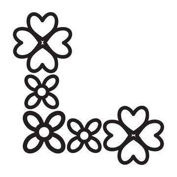 Flower petals border corner design Stock Illustration