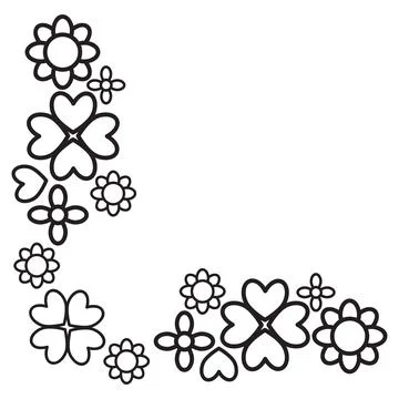 Flower petals border corner design Stock Illustration