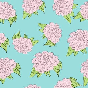 Flower pink peony seamless pattern Stock Illustration
