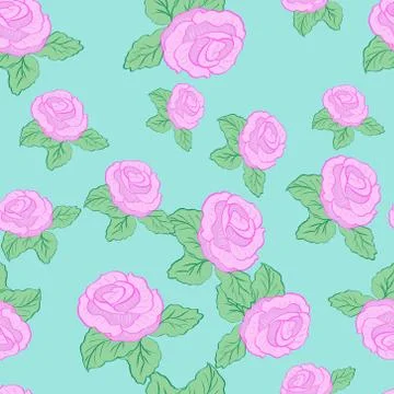 Flower pink roses seamless pattern Stock Illustration