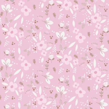 Flower pink rural pattern soft pastel background with meadow flowers Stockillustratie