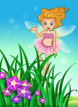 A flower pixie at the garden Stock Illustration