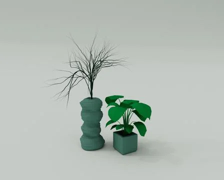 Flower plant 3d render Abstract design element Minimalist concept Stock Illustration