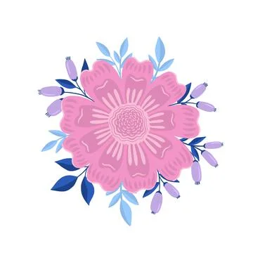 Flower plant leaf abstract stylization.Flat floral bloom elegant design isolated Stock Illustration