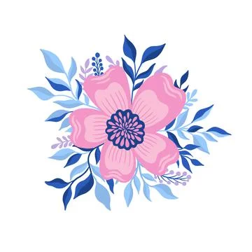 Flower plant leaf abstract stylization.Flat floral bloom elegant design isolated Stock Illustration