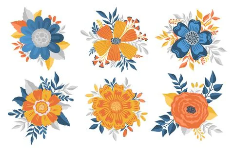 Flower plant leaf abstract stylization.Flat floral bloom elegant design isolated Stock Illustration