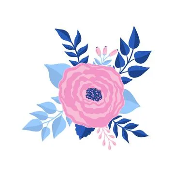 Flower plant leaf abstract stylization.Flat floral bloom elegant design isolated Stock Illustration