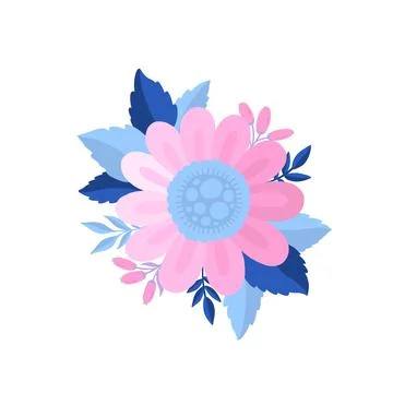 Flower plant leaf abstract stylization.Flat floral bloom elegant design isolated Stock Illustration