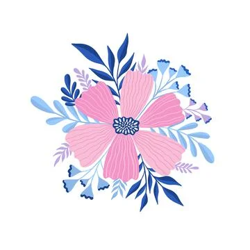 Flower plant leaf abstract stylization.Flat floral bloom elegant design isolated Stock Illustration