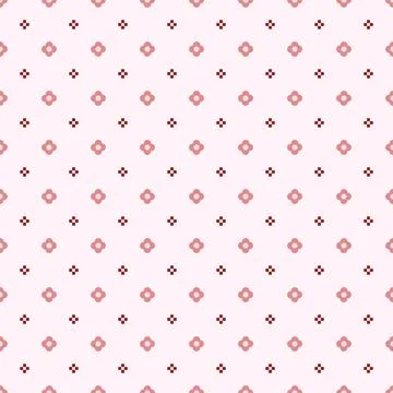 Flower polka dot pattern pink background with tiny flowers. Stock Illustration