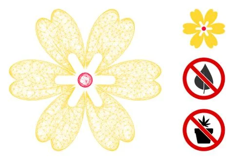 Flower Polygonal Web Vector Mesh Illustration Stock Illustration