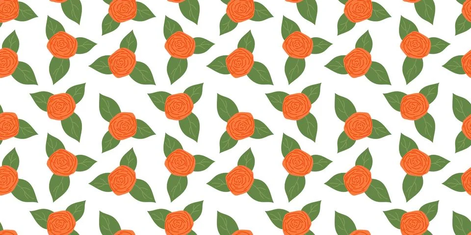Flower Poses seamless Pattern on white background. Spring floral repeating .. Stock Illustration