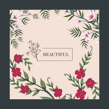 Flower poster. Frame with copy space for text. Social media post template Stock Illustration