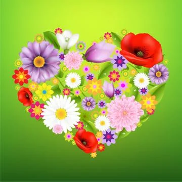 Flower poster with green background Stock Illustration