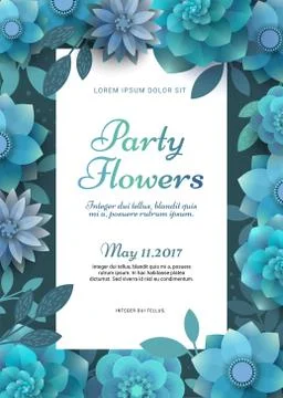 Flower poster for a party. Stock Illustration