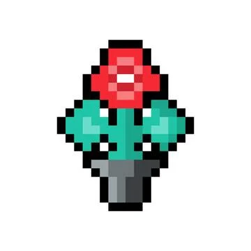 Flower in the pot 8 bit style Stock Illustration