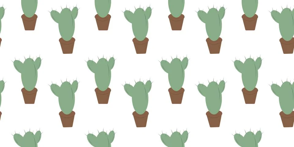 Flower pot cactus Seamless Pattern World Cactus Day Abstract Background Texture Stock Illustration