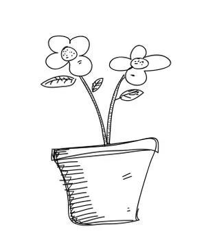 Flower Pot Doodle Stock Illustration