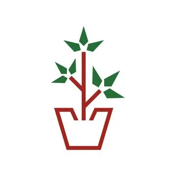 Flower in the pot flat logo Illustrazione stock