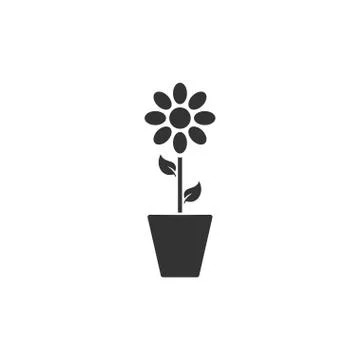 Flower pot icon flat Illustrazione stock