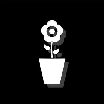 Flower in Pot icon flat Stock Illustration