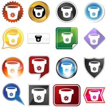 Flower pot icon set Stock Illustration