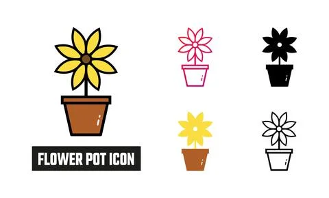 Flower pot Icon Set Vector Illustration Stock Illustration