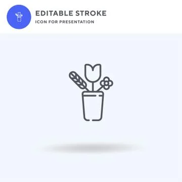 Flower Pot icon vector, filled flat sign, solid pictogram isolated on white 스톡 일러스트