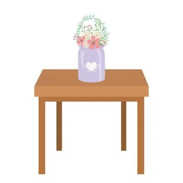 Flower pot over table vector design Ilustração Stock