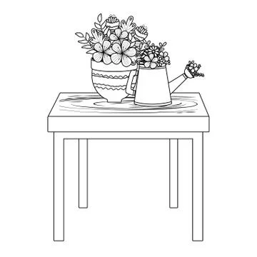 Flower pot over table vector design Ilustração Stock