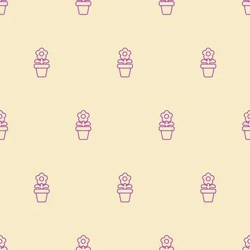 Flower in pot pattern seamless. houseplants background. Baby fabric texture Stock Illustration