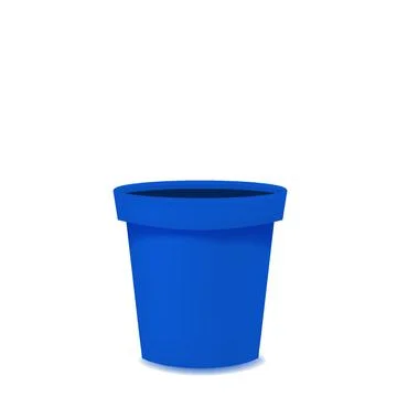 Flower pot realistic empty blue ceramic or plastic. Vector template Stock Illustration
