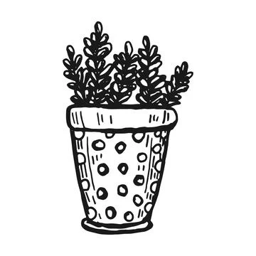 Flower in a Pot. Simple Doodle illustration. Isolated element for your design Stock Illustration