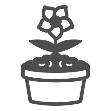 Flower in pot solid icon, interior design concept, plant in flowerpot vector 스톡 일러스트