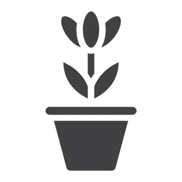Flower in pot solid icon, plant and decor Stock Illustration