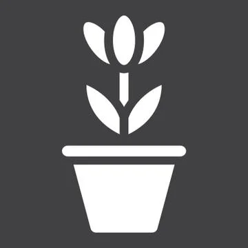 Flower in pot solid icon, plant and decor Stock Illustration