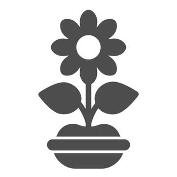 Flower in pot solid icon. Plant vector illustration isolated on white. Flowerpot Stock Illustration