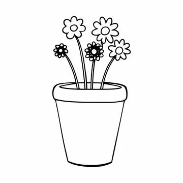 Flower Pot Vector Illustration Flat Gardening Sty (1) vector illustration d.. Stock Illustration