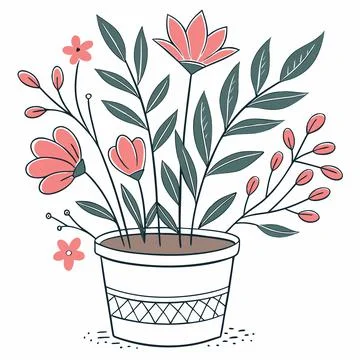 Flower Pot Vector Illustration Flat Gardening Sty(1) vector illustration de.. Stock Illustration